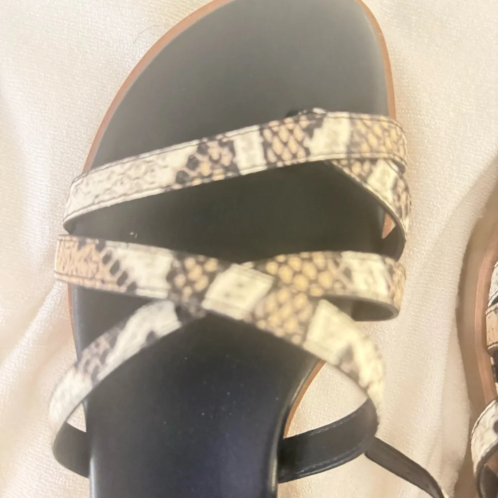 Franco Sarto Snakeskin and Black Sandals nwot.